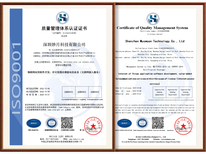 质量管理体系认证证书
